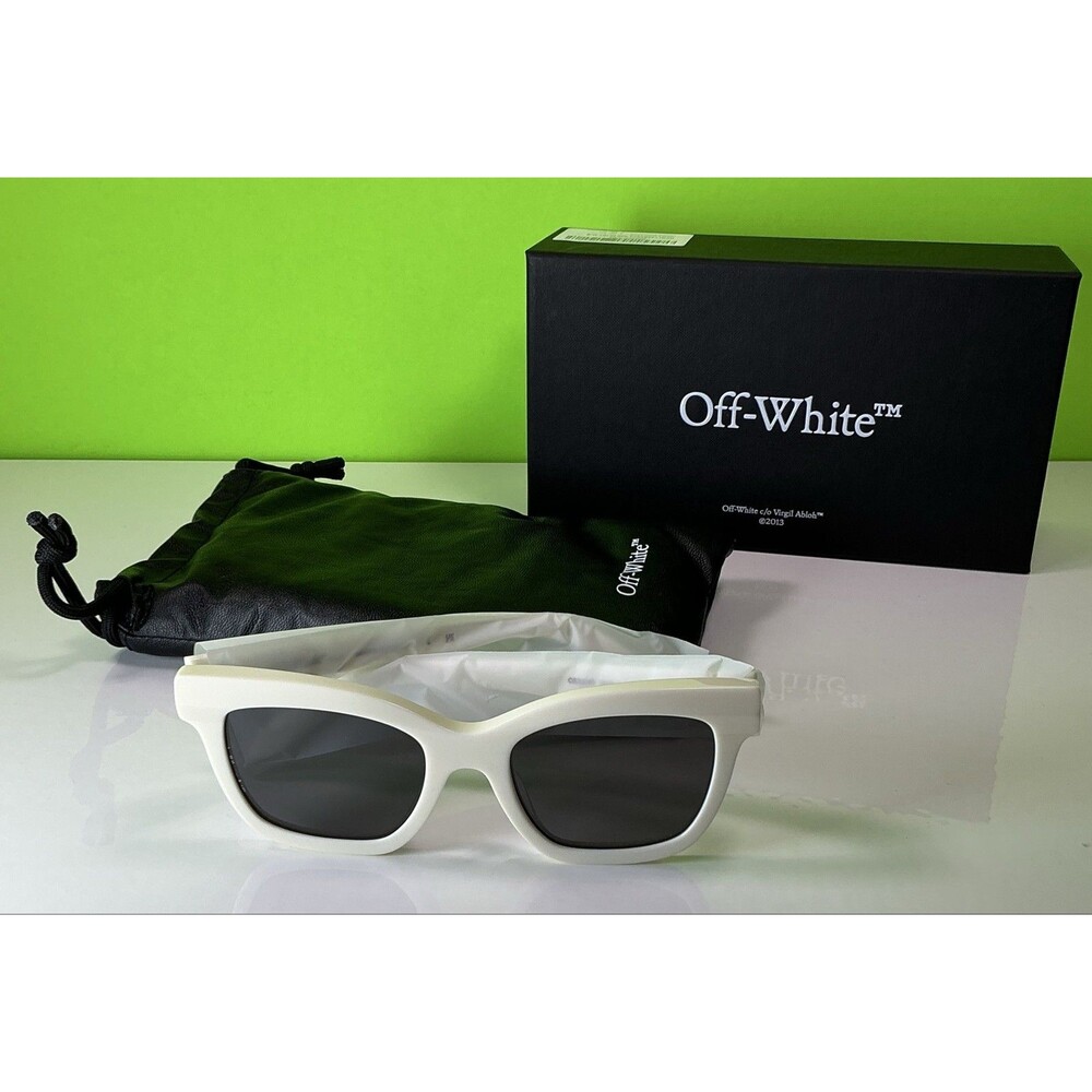 $325 OFF-WHITE "Lincoln" Mens Square Sunglasses White/Dark Gray 54mm New